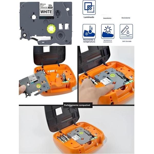 Imagem de Fita TZe Branca para Impressora Brother - Compatível com TZ H110, TZE231, TZE221, TZ131 e TZE335