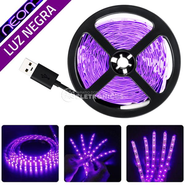 Imagem de Fita Ultravioleta USB Com 2 Metros e 120 LEDs Super Brilhante Casa, Bar e Balada - 194887