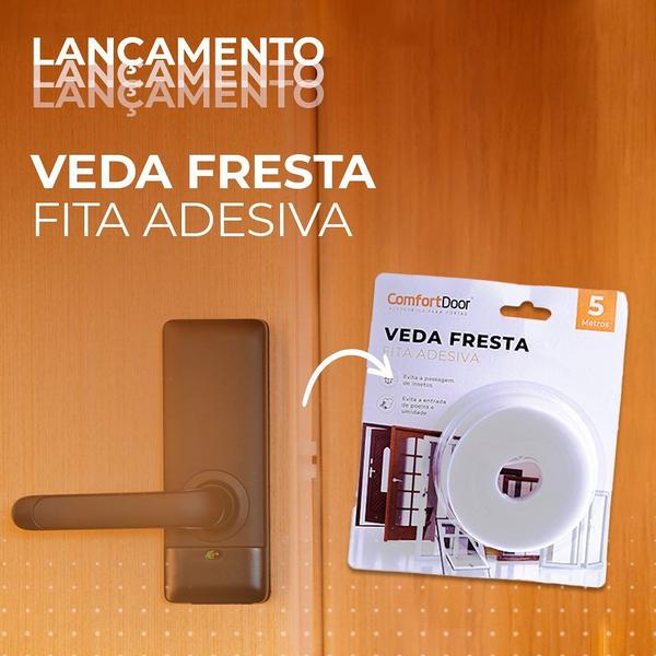 Imagem de Fita Veda Fresta Adesiva Protetor Porta Janela Vedação Comfort Door 5 Metros Preto