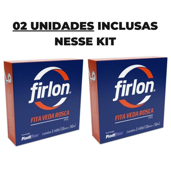 Imagem de Fita Veda Rosca Teflon 12mm x 10m  Firlon  Kit 02 Un