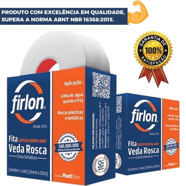 Imagem de Fita Veda Rosca Teflon 12Mm X 10M Firlon Kit 02 Un