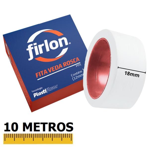 Imagem de Fita Veda Rosca Teflon 18mm x 10m  Firlon  Kit 10 Un