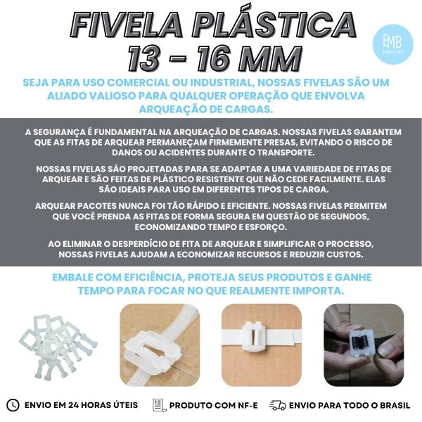 Imagem de Fivela Arquear De Plastico Fita 10 - 16mm Branca - 500unds