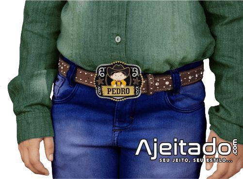 Fivela Country Infantil Cowboy com Gravacao Nome - 13363FJ - SUMETAL Imagem de Fivela Country Infantil Cowboy com Gravacao Nome - 13363FJ