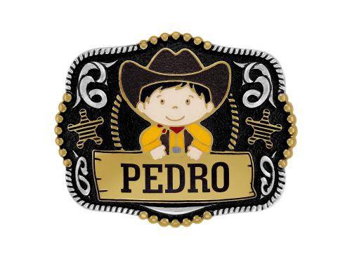 Fivela Country Infantil Cowboy com Gravacao Nome - 13363FJ - SUMETAL Imagem de Fivela Country Infantil Cowboy com Gravacao Nome - 13363FJ