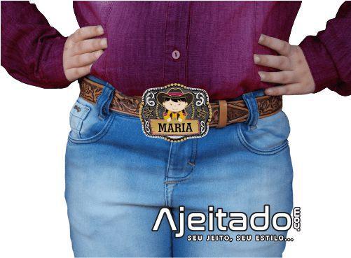 Imagem de Fivela Country Infantil Cowgirl com Gravacao Nome - 13362F