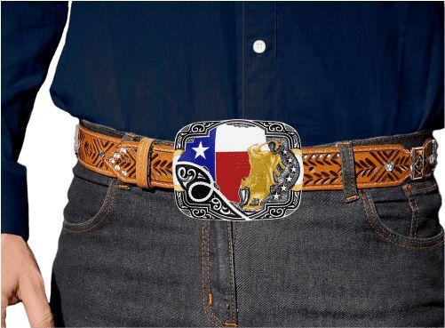 Fivela Country Masculina Touro Bandeira Tam. G - 12849FE - SUMETAL Imagem de Fivela Country Masculina Touro Bandeira Tam. G - 12849FE