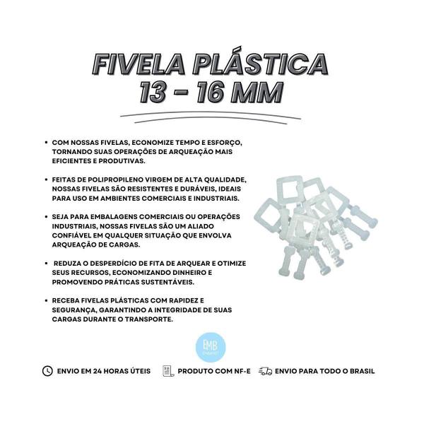 Imagem de Fivela Plastica Para Fita De Arquear 10 - 13Mm Branca 500Und