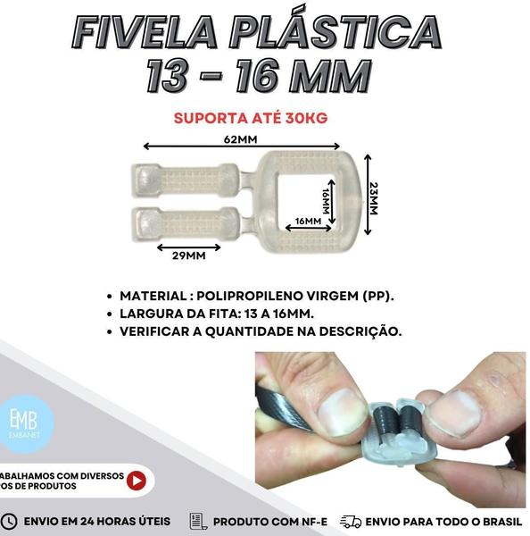 Imagem de Fivelas Plásticas Para Cinta De Arquear 16Mm - Kit 1000Unds