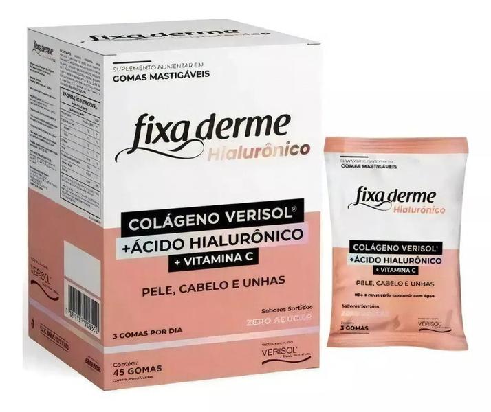 Imagem de Fixa Derme Hialurônico Colágeno Vitamina C - 45 gomas