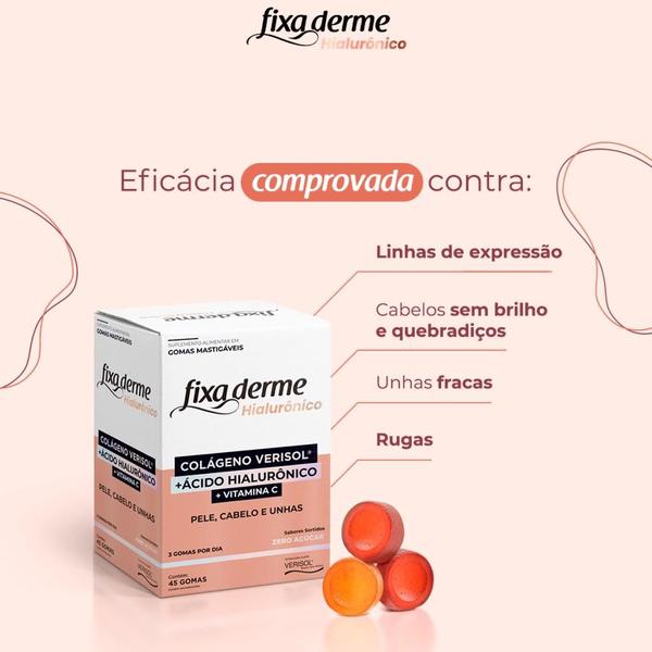 Imagem de Fixa Derme Hialurônico Colágeno Vitamina C 45 gomas