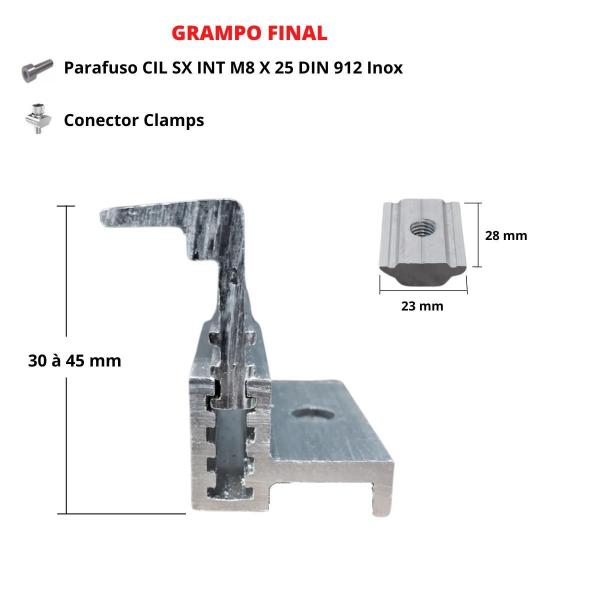 Imagem de Fixador Grampo Final End Clamp Linha C Placa Solar Kit 08 Un