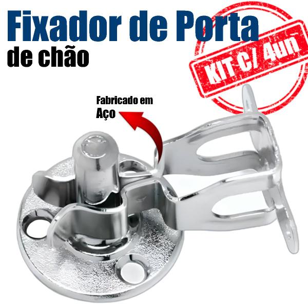 Fixador porta kit com 4 unidades trava de porta cromado de chão - Soprano Imagem de Fixador porta kit com 4 unidades trava de porta cromado de chão