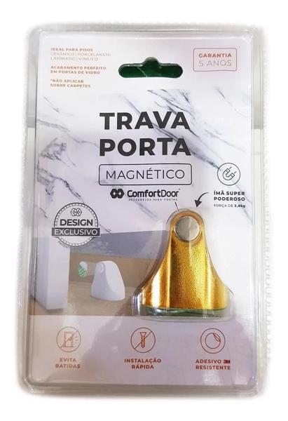 Imagem de Fixador Trava Porta Magnético Adesivo Prendedor Comfortdoor Dourado