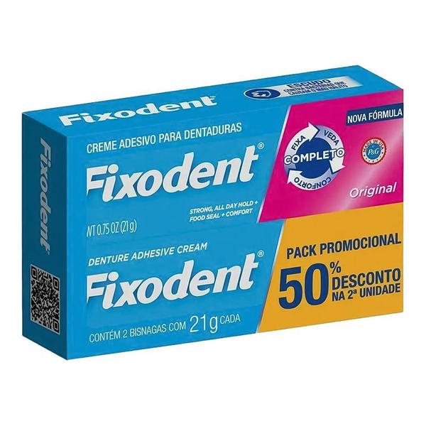 Imagem de Fixodent original de 21g com 50% de desconto na 2 unidade