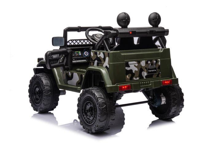 Imagem de FJ Cruiser Carrinho elétrico Verde Camuflado de 12 V para crianças brinquedo com controle remoto com suspensão de molas luzes de LED