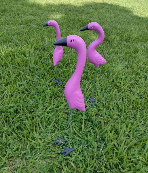 Imagem de Flamingo 3 Peças Enfeites e Decorações para Jardim