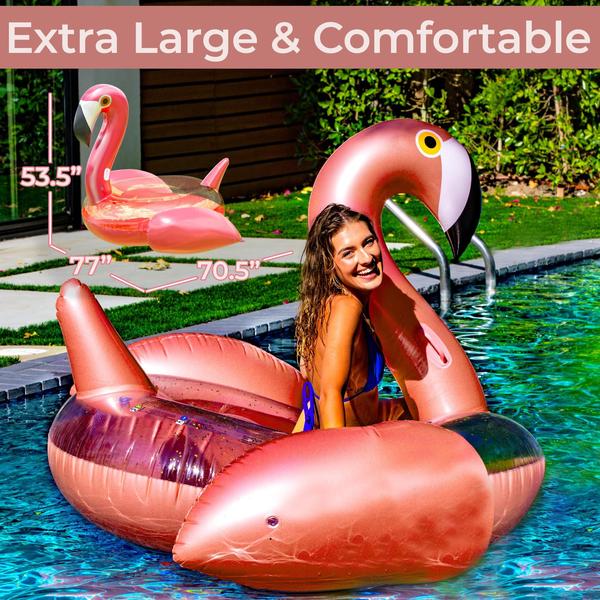 Imagem de Flamingo Pool Float JAMBO Huge 198 x 177 cm para adultos e crianças