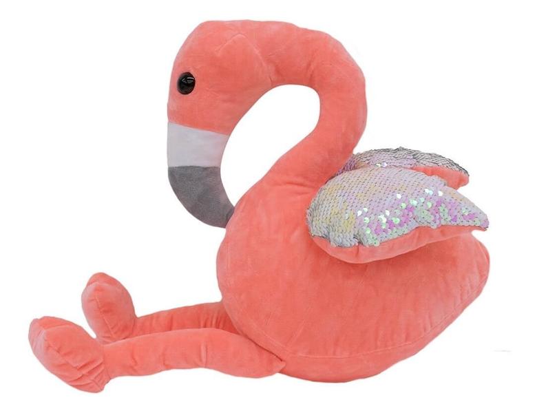 Imagem de Flamingo Rosa Asas Lantejoulas 28cm - Pelúcia