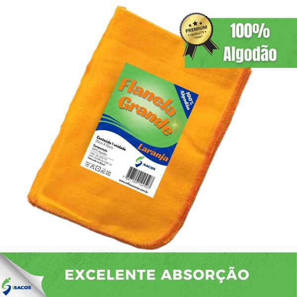 Imagem de Flanela Laranja 100% algodão 35x55 Ouro Limpeza Geral Automotiva Polimento Absorve Atacado Loja de Fabrica