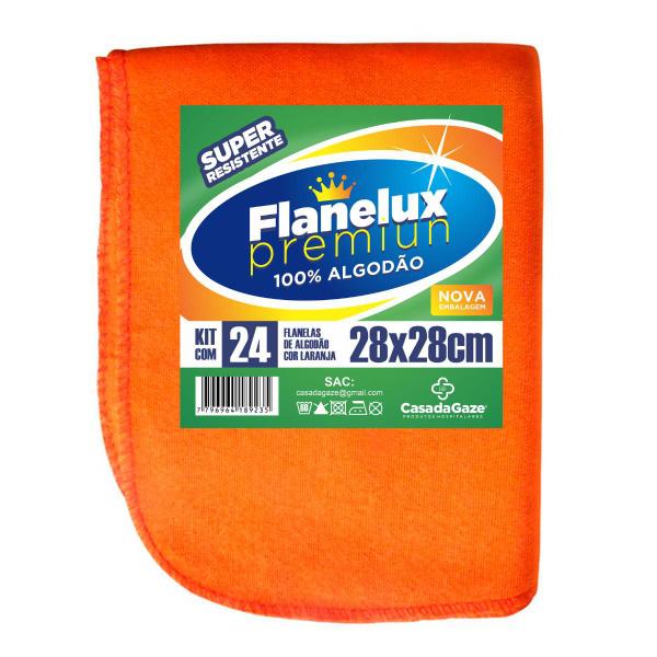 Imagem de Flanela Laranja Premium 28x28cm 24 Unidades 100% Algodão