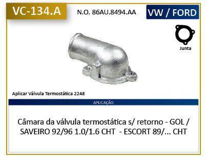 Imagem de Flange conexao valvula termostatica - escort 1989 a 1992 / gol 1992 a 1996 / saveiro 1992 a 1996 - vc134a