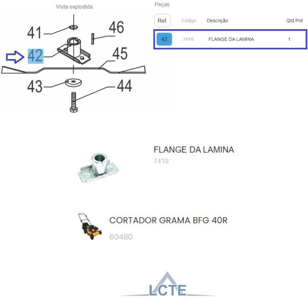 Imagem de Flange Da Lamina Cortador De Grama BFG 50SL Buffalo Original