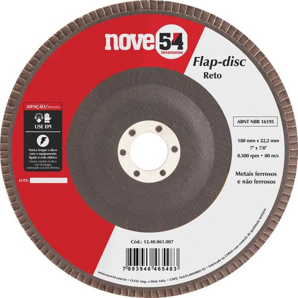 Imagem de Flap disc 7" g40 costado fibra reto p/ aço carbono Nove54