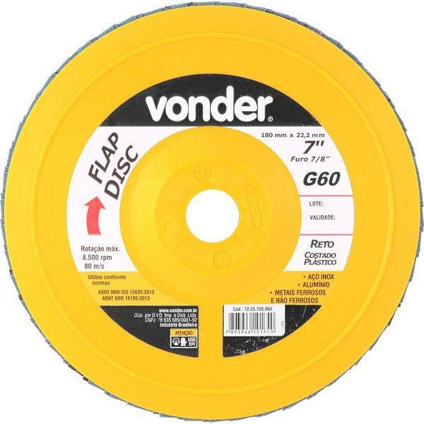 Flap Disc 7 G60 Costado Pvc Reto Para Aço Carbono E Inox - - Vonder Imagem de Flap Disc 7 G60 Costado Pvc Reto Para Aço Carbono E Inox -