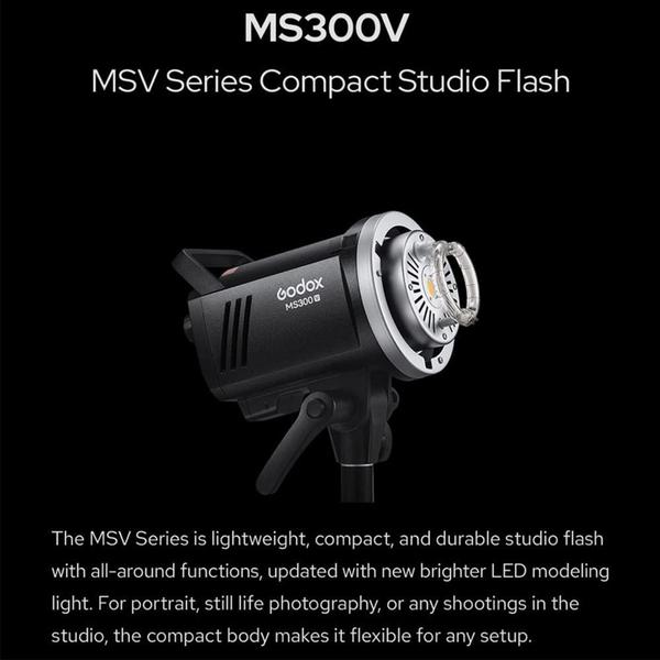 Imagem de Flash estroboscópico de estúdio Godox MS300V MS300-V 300W GN58