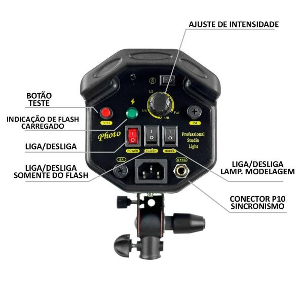 Imagem de Flash Estúdio Tocha 250W para Fotos ensaios, retratos Greika EG-250