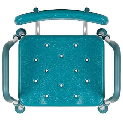 Imagem de Flash Furniture HERCULES Series 300 Lb. Capacidade ajustável Teal Bath & Shower Chair com Quick Release Back & Arms