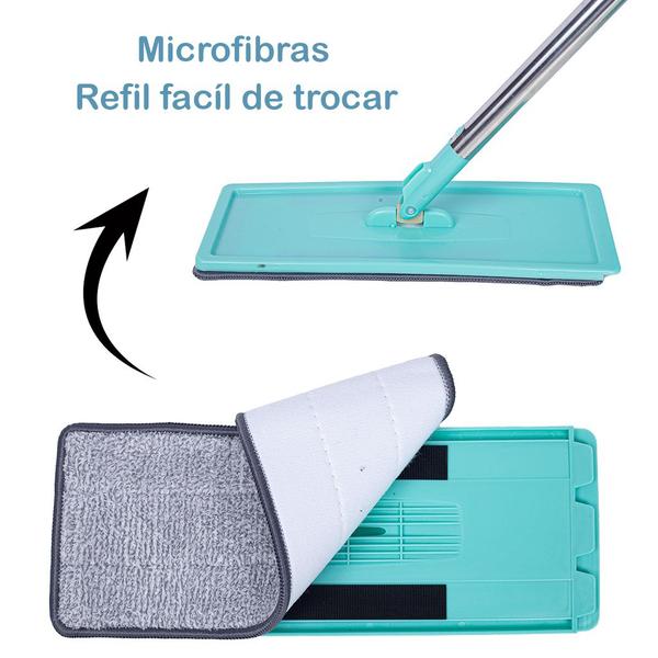 Imagem de Flat Mop Com Balde Esfregão Rodo Mágico Lava Seca Tira Pó Vassoura Limpeza Multiuso