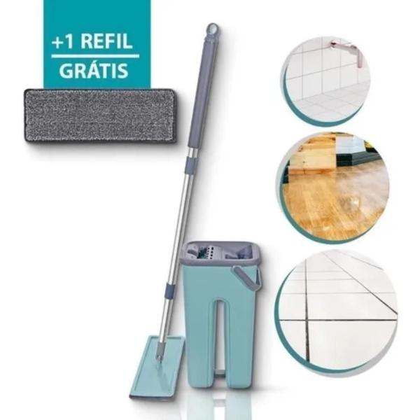 Imagem de Flat Mop Com Balde Rodo Lava E Seca Limpeza Casa Com Refil