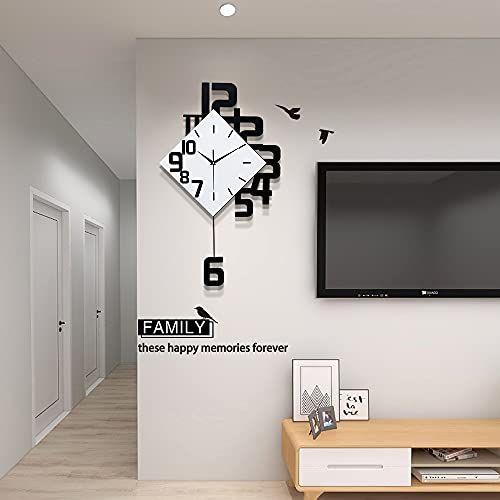 Imagem de FLEBLE Grandes Relógios de Parede para Sala de Estar Decoração Decor Silencioso Pêndulo Relógios de Parede Operados Não-Tique-taque para quarto Cozinha Escritório Home Decorative Square White Wood Clocks Wall Decor para escola interior