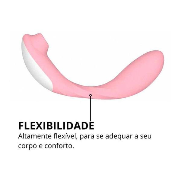 Imagem de Flex Vibrador e Sugador de Clitóris e Ponto G Rosa 5 Modos Sucção 10 Vibrações