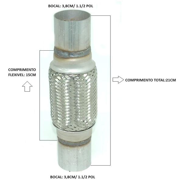 Imagem de Flexível Do Tubo Cano De Escapamento Universal 38mm X 210mm