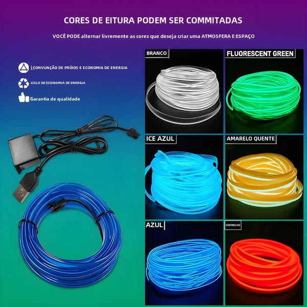 Imagem de Flexível Led Interior Do Carro Lâmpada Decorativa 1m 3m 5m Usb Tira De Néon Luz Ambiente Diy