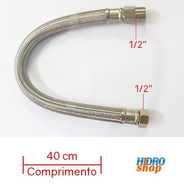 Imagem de Flexível Malha De Aço 40cm 1/2" Alta Vazão - 4644340J