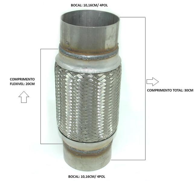 Imagem de Flexível Tubo Cano 4 Polegada Malha Dupla Inox S38