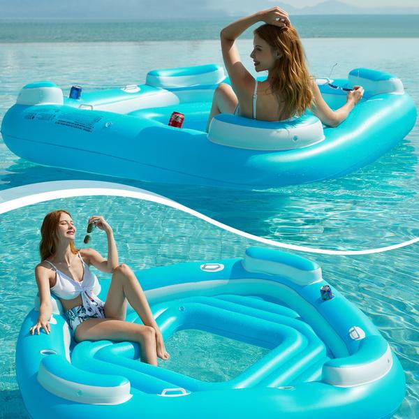 Imagem de Floating Island Pool Float Jasonwell inflável para 4 pessoas