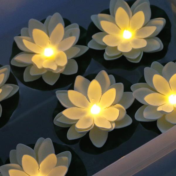 Imagem de Floating Lotus Light LACGO Waterproof 12 unidades de branco quente