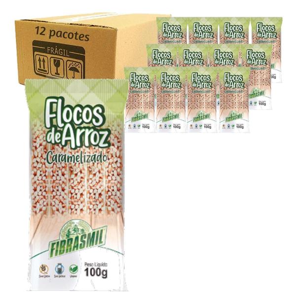 Imagem de Flocos De Arroz Caramelizado Fibrasmil 100G (12 Pacotes)