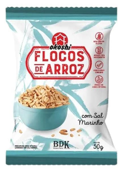 Flocos De Arroz Integral Com Sal Marinho Okoshi 40G Imagem de Flocos De Arroz Integral Com Sal Marinho Okoshi 40G