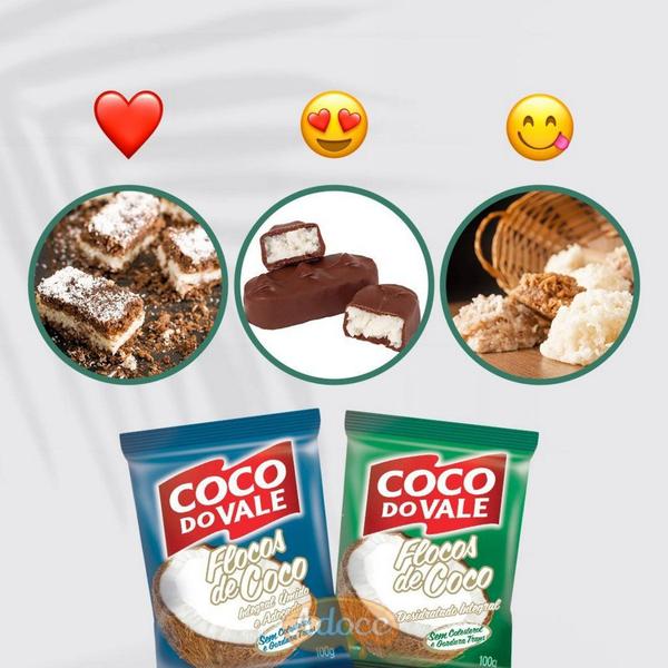 Flocos de coco desidratado integral 100g coco do vale Imagem de Flocos de coco desidratado integral 100g coco do vale