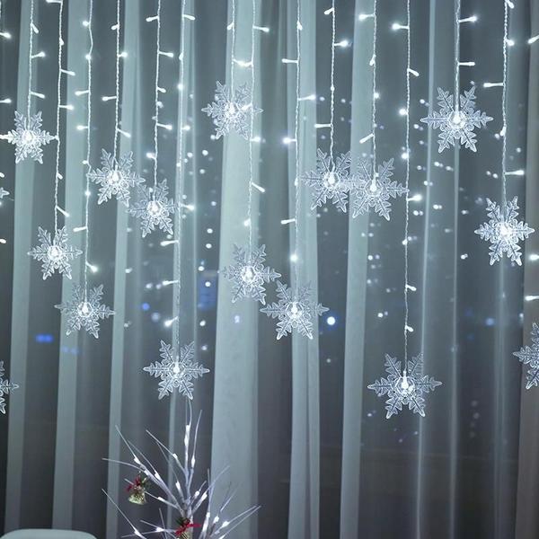 Imagem de Flocos De Neve De Natal À Prova Dwaterproof Água Led Luzes Da Corda Piscando Cortina De Fadas Festa