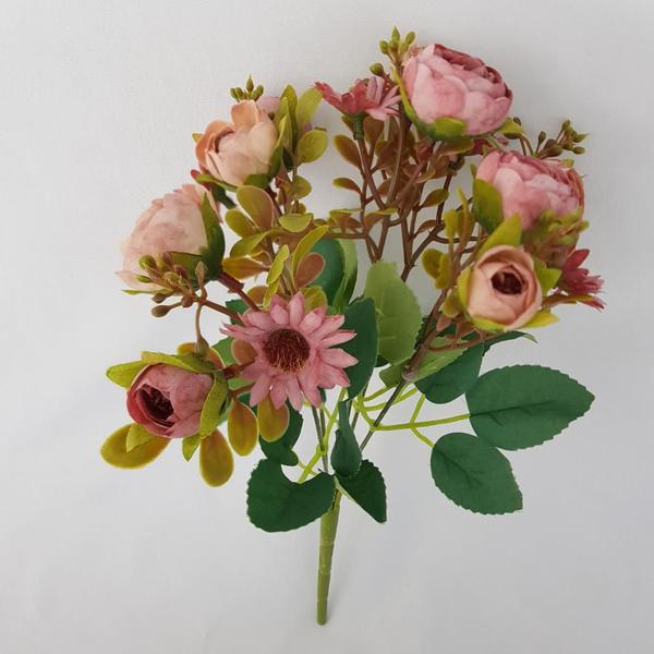 Imagem de Flor artificial buquê camélia e margarida