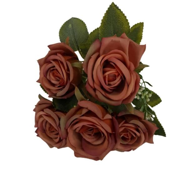 Imagem de Flor artificial buquê com 5 rosas