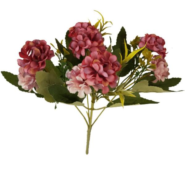 Imagem de Flor Artificial Mini Hortência Marsala Haste 26cm