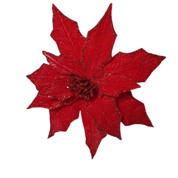 Imagem de Flor Artificial Natal Poinsétia Veludo Vermelha
